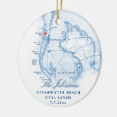 Clearwater Beach FL Map Neueste Weihnachten Keramik Ornament (Links)