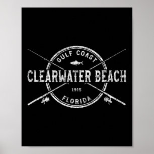 Clearwater Beach Fl Vintage gekreuzte Angelruten Poster