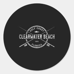 Clearwater Beach Fl Vintage gekreuzte Angelruten Runder Aufkleber
