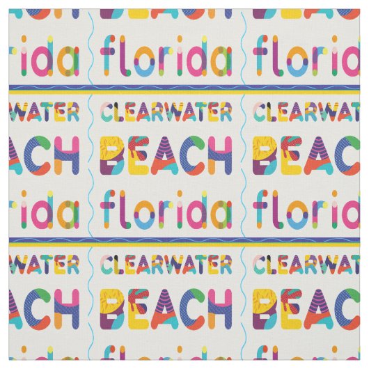 Clearwater Beach, Florida. Farbiges Textmuster Stoff (Muster)