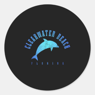 Clearwater Beach Florida Fl Dolphin Vacation Souve Runder Aufkleber
