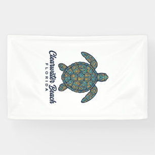 Clearwater Beach Florida Meeresschildkröte Vektor  Banner