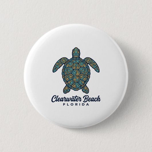 Clearwater Beach Florida Meeresschildkröte Vektor Button (Vorderseite)