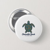 Clearwater Beach Florida Meeresschildkröte Vektor Button (Vorne & Hinten)