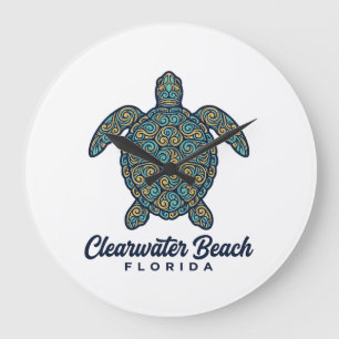 Clearwater Beach Florida Meeresschildkröte Vektor  Große Wanduhr