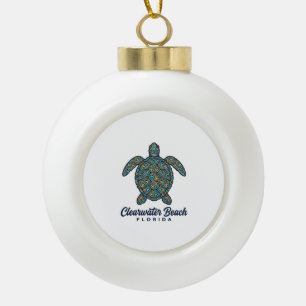 Clearwater Beach Florida Meeresschildkröte Vektor Keramik Kugel-Ornament
