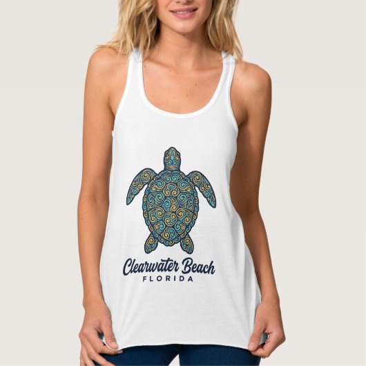 Clearwater Beach Florida Meeresschildkröte Vektord Tank Top (Vorderseite)