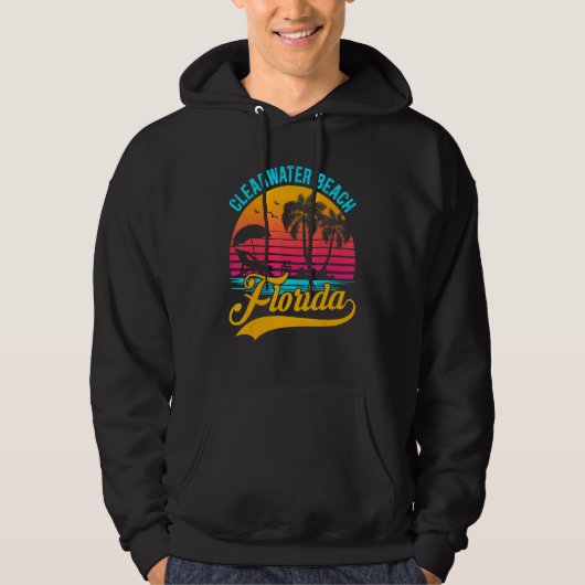 Clearwater Beach Florida Palm Tree Island Retro Su Hoodie (Vorderseite)
