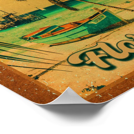 Clearwater Beach Florida Palm Tree Souvenirs 60er Poster (Ecke)