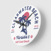 Clearwater Beach Florida Palm Tree Souvenirs Runde Wanduhr (Winkel)