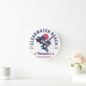 Clearwater Beach Florida Palm Tree Souvenirs Runde Wanduhr (Zuhause)