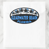 Clearwater Beach Florida Palmen Ovaler Aufkleber (Tasche)