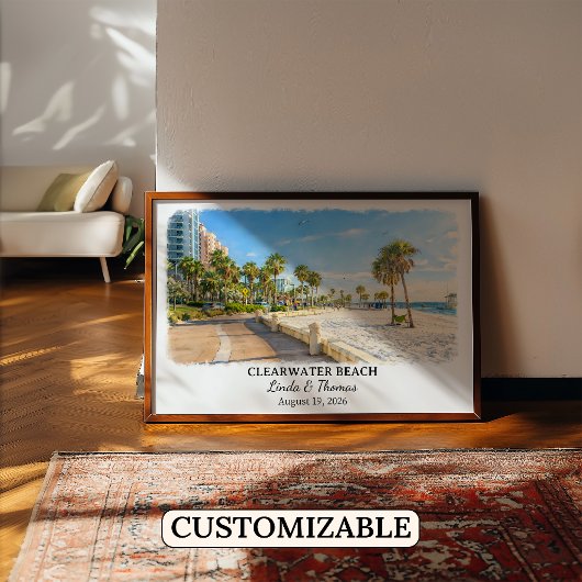 Clearwater Beach Florida Poster, Watercolor Poster