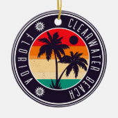 Clearwater Beach Florida Retro Palm Tree 80er Keramik Ornament (Vorne)