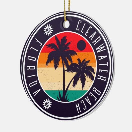Clearwater Beach Florida Retro Palm Tree 80er Keramik Ornament (Links)