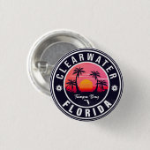 Clearwater Beach Florida Retro Sunset Souvenirs Button (Vorne & Hinten)