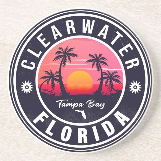 Clearwater Beach Florida Retro Sunset Souvenirs Getränkeuntersetzer (Vorne)