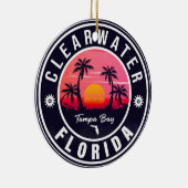 Clearwater Beach Florida Retro Sunset Souvenirs Keramik Ornament (Rechts)