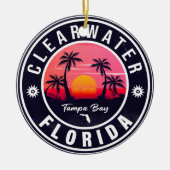 Clearwater Beach Florida Retro Sunset Souvenirs Keramik Ornament (Vorne)