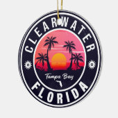 Clearwater Beach Florida Retro Sunset Souvenirs Keramik Ornament (Links)
