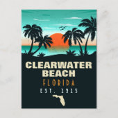 Clearwater Beach Florida Retro Sunset Souvenirs Postkarte (Vorderseite)