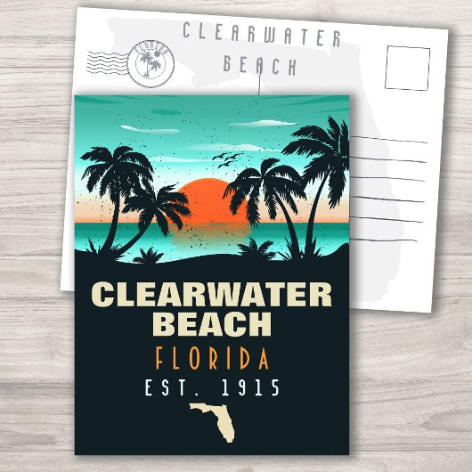 Clearwater Beach Florida Retro Sunset Souvenirs Postkarte