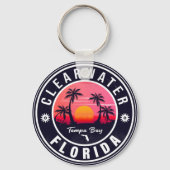 Clearwater Beach Florida Retro Sunset Souvenirs Schlüsselanhänger (Rückseite)