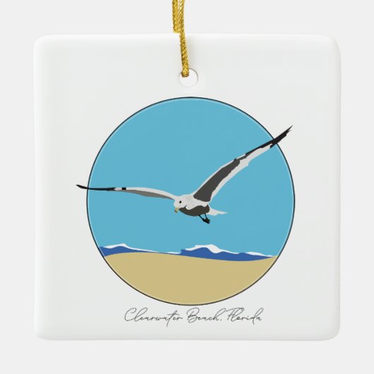 Clearwater Beach, Florida Sea Gull am Strand Keramikornament (Vorderseite)