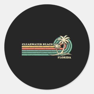 Clearwater Beach Florida Sommer Vintage Familienur Runder Aufkleber