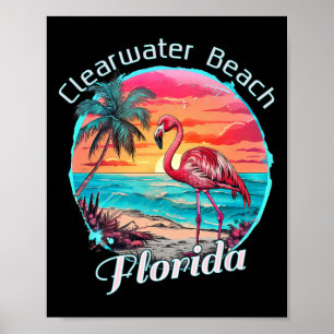 Clearwater Beach Florida Strand Flamingo Tropisch  Poster