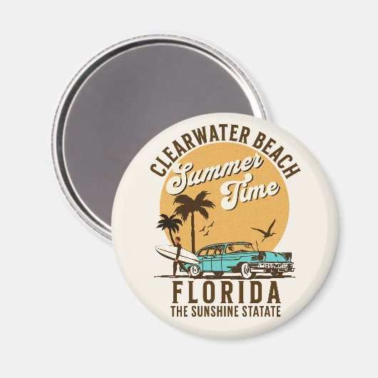 ClearWater Beach Florida Summer Time Magnet (Vorderseite/Rückseite)