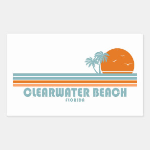 Clearwater Beach Florida Sun Palm Trees Rechteckiger Aufkleber