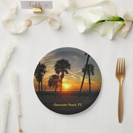 Clearwater Beach, Florida Sunset Pappteller (Hochzeit)
