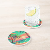 Clearwater Beach Florida Tropical Palm Tree 1950s Getränkeuntersetzer (Seite)