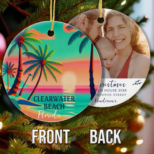 Clearwater Beach Florida Tropical Palm Tree 1950s Keramik Ornament