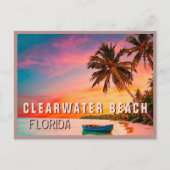 Clearwater Beach Florida Tropical Palm Tree 1950s Postkarte (Vorderseite)