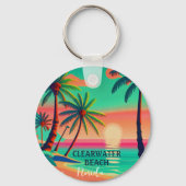 Clearwater Beach Florida Tropical Palm Tree 1950s Schlüsselanhänger (Rückseite)