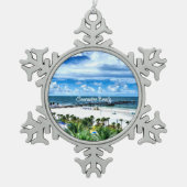 Clearwater Beach, Florida, Urlaubsziel, Schneeflocken Zinn-Ornament (Vorderseite)