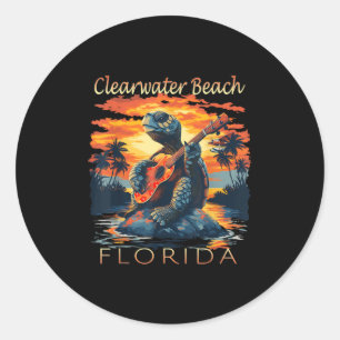 Clearwater Beach Florida Vacation Turtle Runder Aufkleber