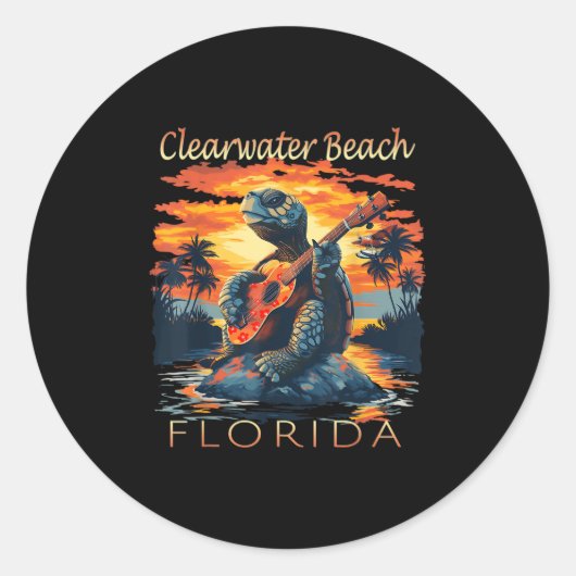 Clearwater Beach Florida Vacation Turtle Runder Aufkleber (Vorderseite)