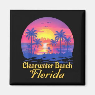 Clearwater Beach Florida Vintage Palme Sommer Magnet