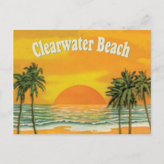 Clearwater Beach, Florida Vintager Sonnenuntergang Postkarte (Vorderseite)