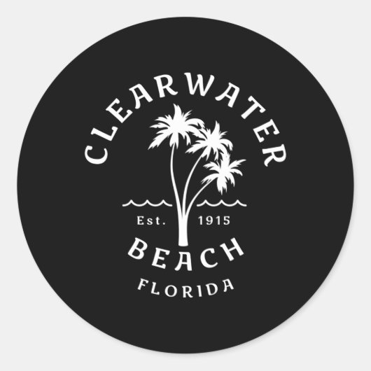 Clearwater Beach Original Florida Beach Palm Tree Runder Aufkleber (Vorderseite)