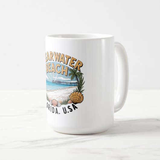 Clearwater Beach Retro Vignette Kaffeetasse (VorderseiteRechts)