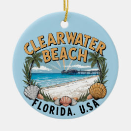 Clearwater Beach Retro Vignette Keramik Ornament