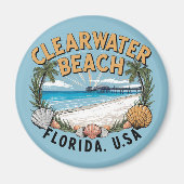 Clearwater Beach Retro Vignette Magnet (Vorne)