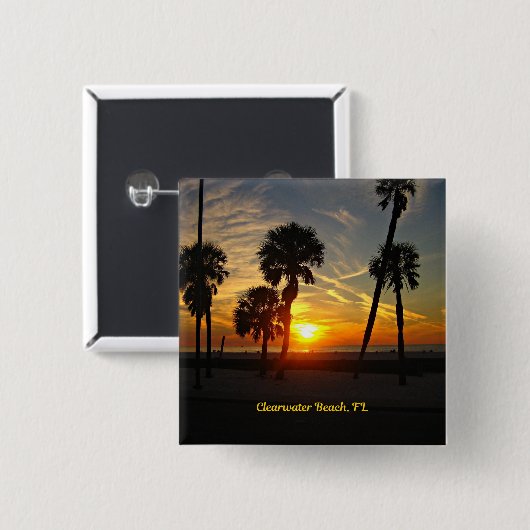 Clearwater Beach Sunset Button (Vorne & Hinten)