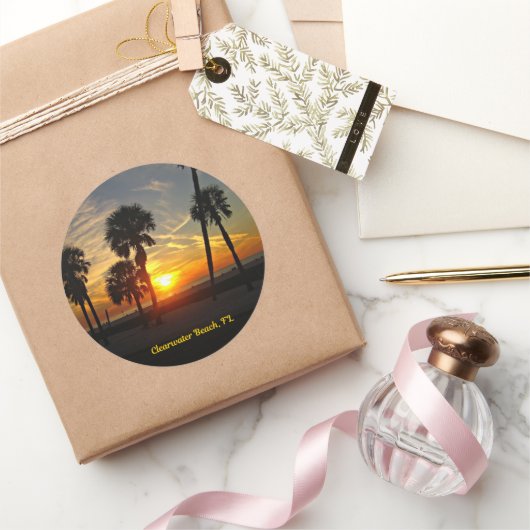 Clearwater Beach Sunset Runder Aufkleber (Schenken)