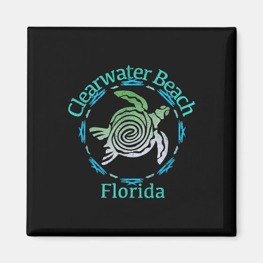 Clearwater Beach Vintag Tribal Turtle Gift Magnet (Vorne)