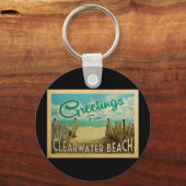Clearwater Beach Vintage Travel Schlüsselanhänger (Vorderseite)